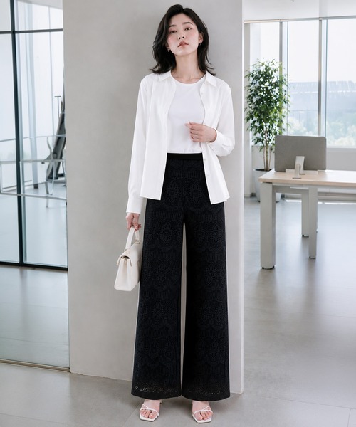 by LEGNA（バイレグナ）の「COOLIFYクロシェレースワイドパンツ（その他パンツ・レディース・ブラック/ホワイト・MEDIUM/LARGE）」の11枚目の写真