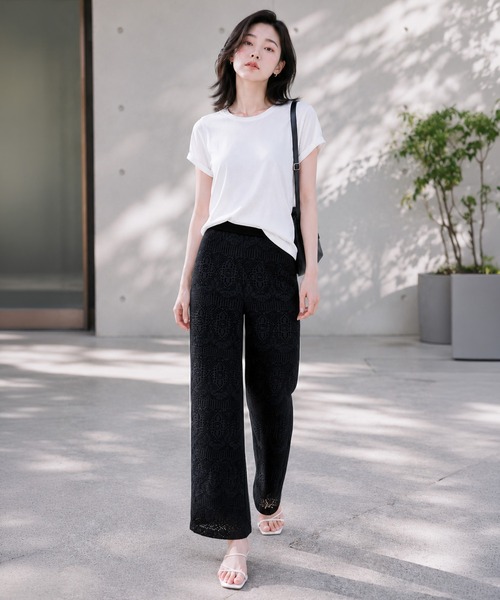 by LEGNA（バイレグナ）の「COOLIFYクロシェレースワイドパンツ（その他パンツ・レディース・ブラック/ホワイト・MEDIUM/LARGE）」の12枚目の写真
