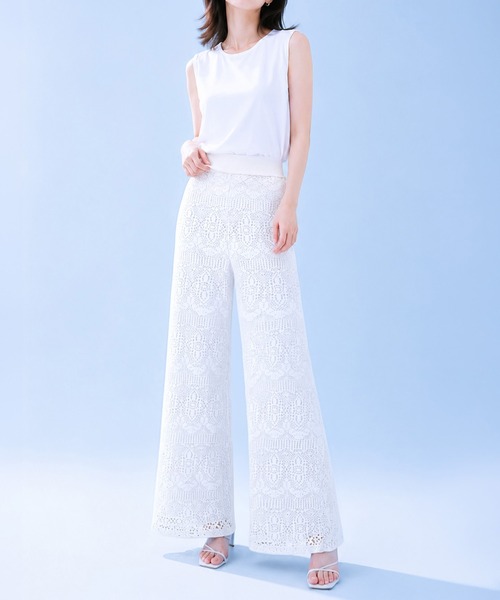 by LEGNA（バイレグナ）の「COOLIFYクロシェレースワイドパンツ（その他パンツ・レディース・ブラック/ホワイト・MEDIUM/LARGE）」の3枚目の写真