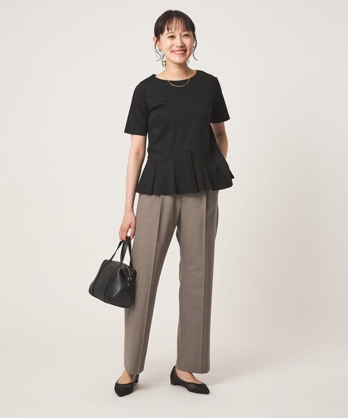 green label relaxing（グリーンレーベルリラクシング）の「［size SHORT/TALLあり］カチリラ ストレート パンツ ウォッシャブル ストレッチ（スラックス・レディース・その他1/ネイビー/モカ・TALL/46/44/38/36/34/SHORT/40/42）」の6枚目の写真