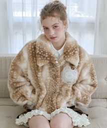 idem（イデム）の「tulle brooch fur coat / コサージュ付き(取り外し可能）ファーコート（その他アウター）」