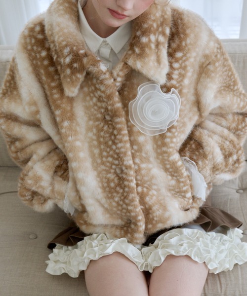 idem（イデム）の「tulle brooch fur coat / コサージュ付き(取り外し