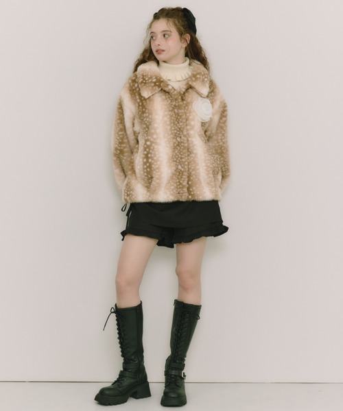 idem(イデム)の「tulle brooch fur coat / コサージュ付き(取り外し可能)ファーコート(その他アウター・レディース・ベージュ/その他/ブラウン・FREE)」の19枚目の写真