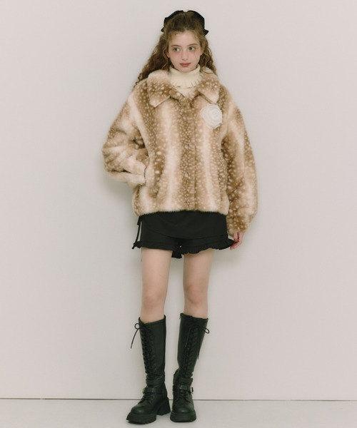 idem(イデム)の「tulle brooch fur coat / コサージュ付き(取り外し可能)ファーコート(その他アウター・レディース・ベージュ/その他/ブラウン・FREE)」の12枚目の写真