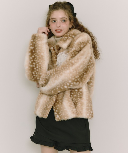 idem(イデム)の「tulle brooch fur coat / コサージュ付き(取り外し可能)ファーコート(その他アウター・レディース・ベージュ/その他/ブラウン・FREE)」の13枚目の写真