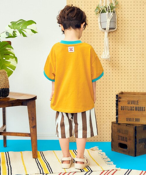 apres les cours(アプレレクール)の「【接触冷感/リンク】ゆったりリンガーナンバリング半袖Tシャツ(Tシャツ/カットソー・キッズ・キナリ/エンジ/キャメル・130/120/110/100/90/80)」の5枚目の写真