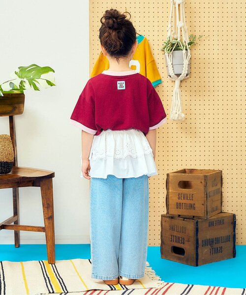 apres les cours(アプレレクール)の「【接触冷感/リンク】ゆったりリンガーナンバリング半袖Tシャツ(Tシャツ/カットソー・キッズ・キナリ/エンジ/キャメル・130/120/110/100/90/80)」の8枚目の写真
