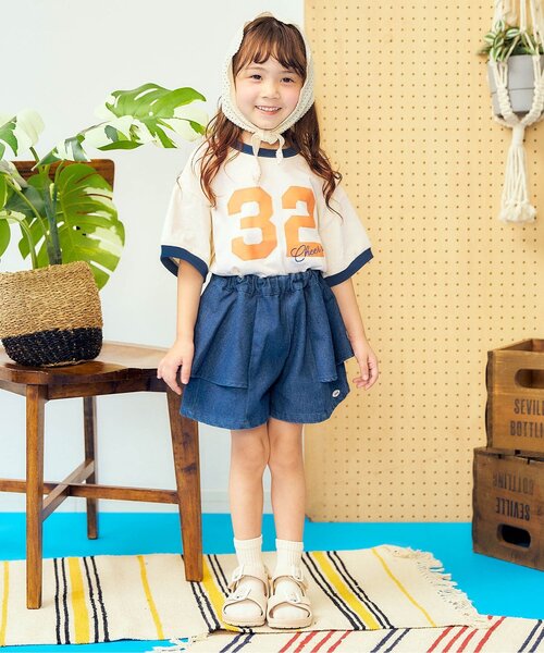 apres les cours(アプレレクール)の「【接触冷感/リンク】ゆったりリンガーナンバリング半袖Tシャツ(Tシャツ/カットソー・キッズ・キナリ/エンジ/キャメル・130/120/110/100/90/80)」の11枚目の写真