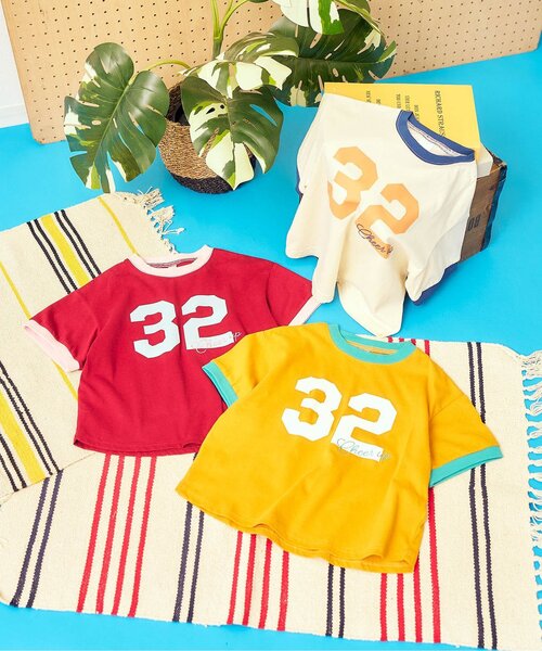 apres les cours(アプレレクール)の「【接触冷感/リンク】ゆったりリンガーナンバリング半袖Tシャツ(Tシャツ/カットソー・キッズ・キナリ/エンジ/キャメル・130/120/110/100/90/80)」の13枚目の写真