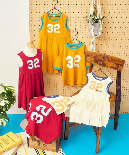 apres les cours(アプレレクール)の「【接触冷感/リンク】ゆったりリンガーナンバリング半袖Tシャツ(Tシャツ/カットソー・キッズ・キナリ/エンジ/キャメル・130/120/110/100/90/80)」の14枚目の写真