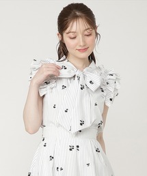 SWINGLE | 【7/3発売】ストライプ×フラワー刺繍2WAYフリルブラウス(シャツ/ブラウス)