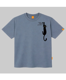黒猫 半袖Tシャツ 男女共用 ビッグサイズ S 4XL