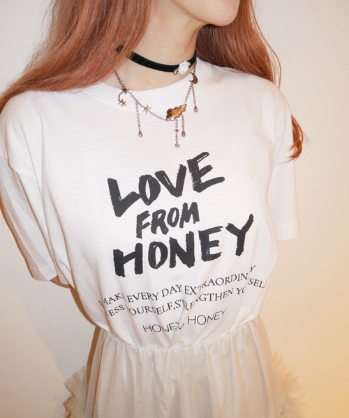 HONEY MI HONEY(ハニーミーハニー)の「LOVE FROM HONEY t-shirt(Tシャツ/カットソー・レディース・ブラック/ホワイト・FREE)」の5枚目の写真