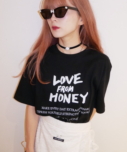 HONEY MI HONEY(ハニーミーハニー)の「LOVE FROM HONEY t-shirt(Tシャツ/カットソー・レディース・ブラック/ホワイト・FREE)」の10枚目の写真