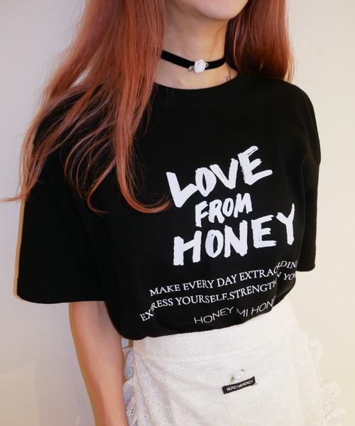 HONEY MI HONEY(ハニーミーハニー)の「LOVE FROM HONEY t-shirt(Tシャツ/カットソー・レディース・ブラック/ホワイト・FREE)」の7枚目の写真