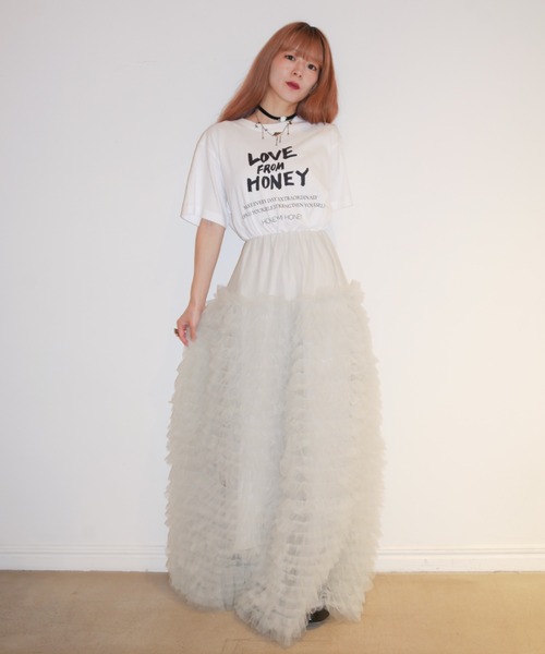 HONEY MI HONEY(ハニーミーハニー)の「LOVE FROM HONEY t-shirt(Tシャツ/カットソー・レディース・ブラック/ホワイト・FREE)」の9枚目の写真