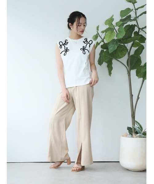 fifth（フィフス）の「コード刺しゅうフレンチTシャツ（Tシャツ/カットソー・レディース・ホワイト/ブラック・M）」の6枚目の写真