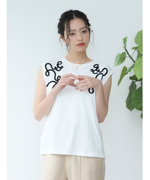 fifth（フィフス）の「コード刺しゅうフレンチTシャツ（Tシャツ/カットソー・レディース・ホワイト/ブラック・M）」の11枚目の写真