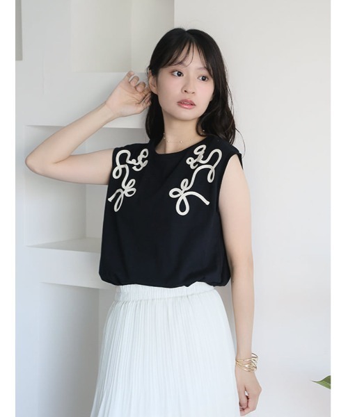 fifth（フィフス）の「コード刺しゅうフレンチTシャツ（Tシャツ/カットソー・レディース・ホワイト/ブラック・M）」の13枚目の写真