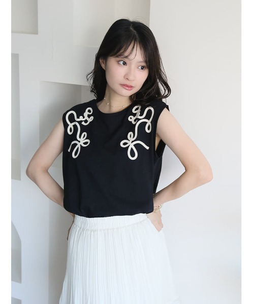 fifth（フィフス）の「コード刺しゅうフレンチTシャツ（Tシャツ/カットソー・レディース・ホワイト/ブラック・M）」の14枚目の写真