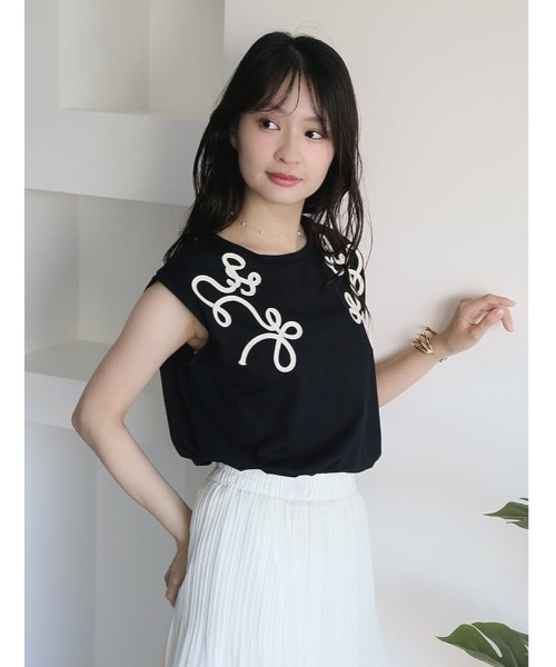 fifth（フィフス）の「コード刺しゅうフレンチTシャツ（Tシャツ/カットソー・レディース・ホワイト/ブラック・M）」の15枚目の写真