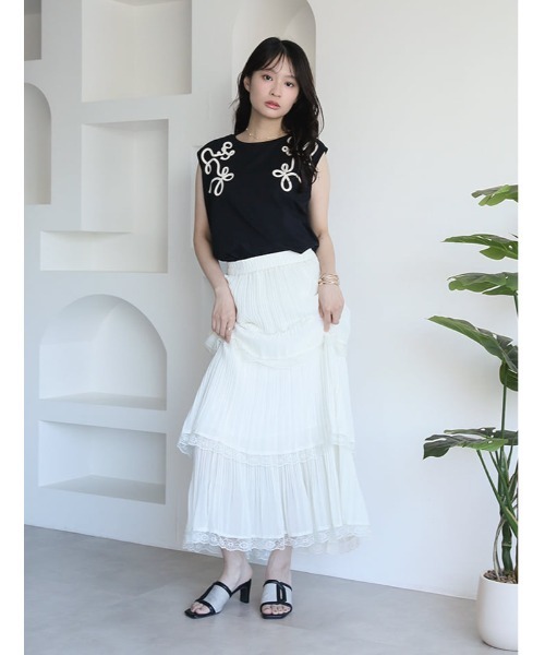 fifth（フィフス）の「コード刺しゅうフレンチTシャツ（Tシャツ/カットソー・レディース・ホワイト/ブラック・M）」の16枚目の写真