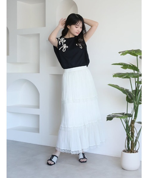 fifth（フィフス）の「コード刺しゅうフレンチTシャツ（Tシャツ/カットソー・レディース・ホワイト/ブラック・M）」の17枚目の写真