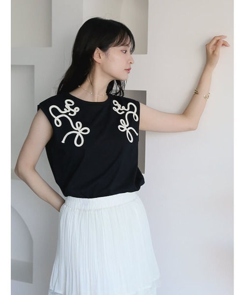 fifth（フィフス）の「コード刺しゅうフレンチTシャツ（Tシャツ/カットソー・レディース・ホワイト/ブラック・M）」の20枚目の写真