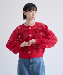 ROSIEE メタル釦メッシュニットカーディガン