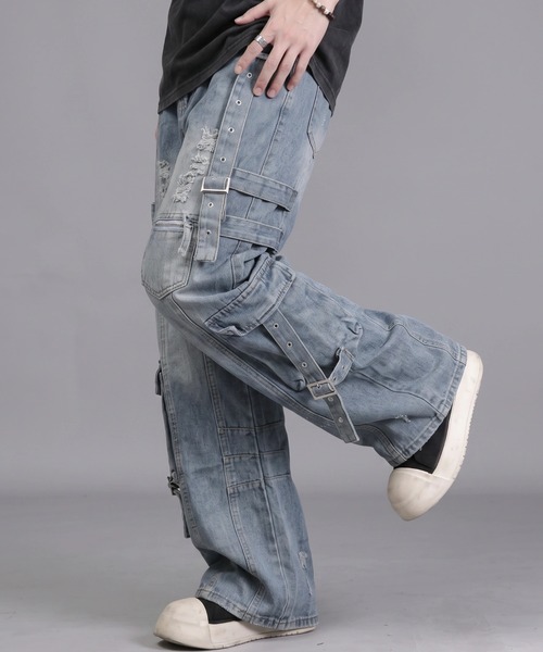 ARULE（アルール）の「A'GEM/9 × .kom 『ARULE/アルール』 WeltedWideDenim/ベルトデザインワイドデニム（デニムパンツ・メンズ・ブラック/ブルー・FREE）」の5枚目の写真