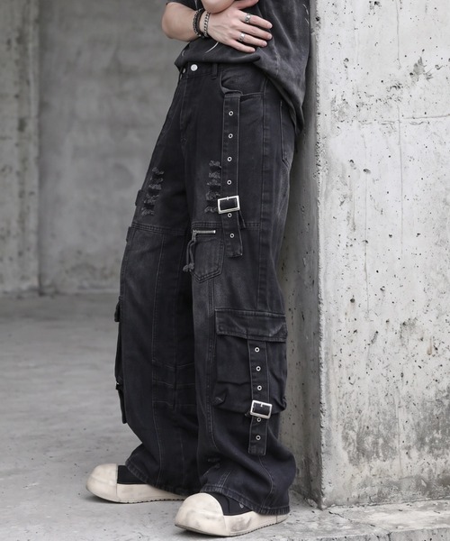 ARULE（アルール）の「A'GEM/9 × .kom 『ARULE/アルール』 WeltedWideDenim/ベルトデザインワイドデニム（デニムパンツ・メンズ・ブラック/ブルー・FREE）」の7枚目の写真