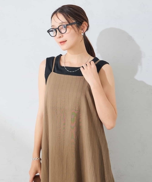 a.v.v(アーヴェヴェ)の「【2WAY】ロングキャミワンピース(ワンピース・レディース・カーキ/ブラック・39)」の3枚目の写真