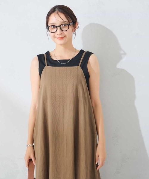 a.v.v(アーヴェヴェ)の「【2WAY】ロングキャミワンピース(ワンピース・レディース・カーキ/ブラック・39)」の4枚目の写真
