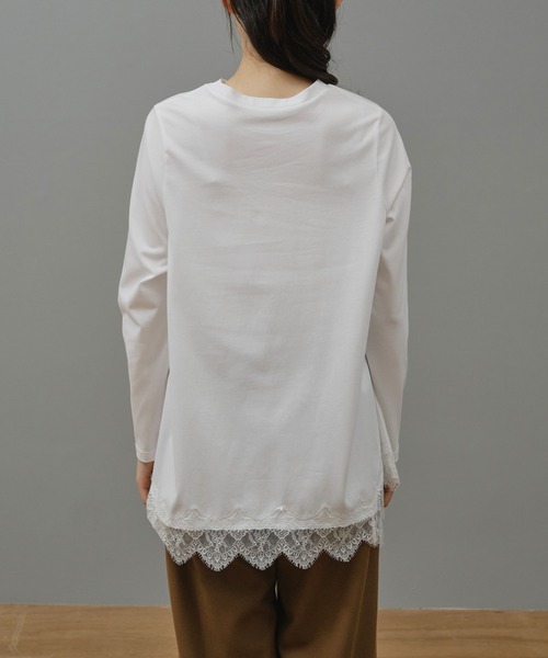 Nunc.(ヌンク)の「レースヘムロングTシャツ(Tシャツ/カットソー・レディース・オフホワイト/ブラック・FREE)」の16枚目の写真