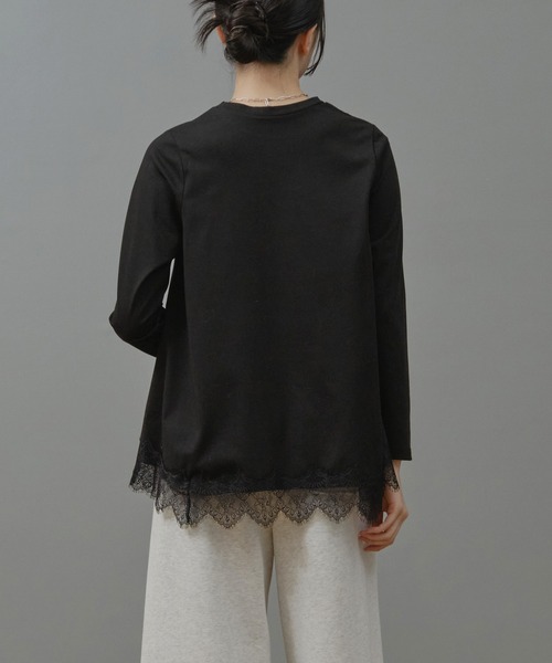 Nunc.(ヌンク)の「レースヘムロングTシャツ(Tシャツ/カットソー・レディース・オフホワイト/ブラック・FREE)」の10枚目の写真