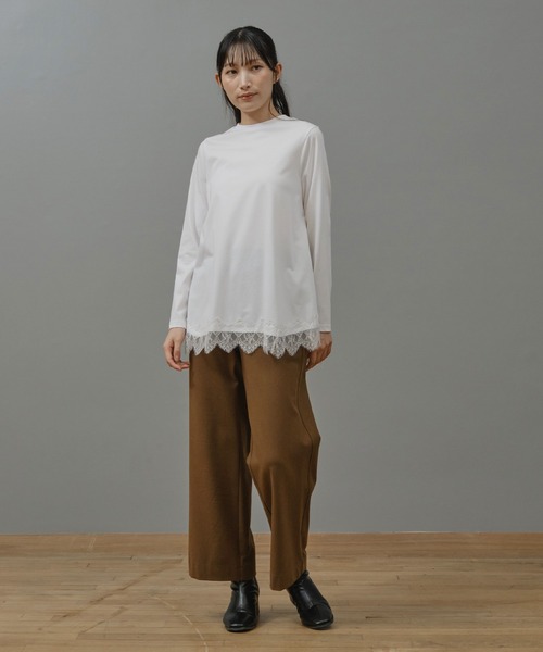 Nunc.(ヌンク)の「レースヘムロングTシャツ(Tシャツ/カットソー・レディース・オフホワイト/ブラック・FREE)」の4枚目の写真