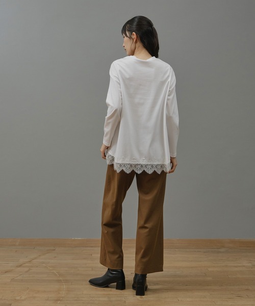 Nunc.(ヌンク)の「レースヘムロングTシャツ(Tシャツ/カットソー・レディース・オフホワイト/ブラック・FREE)」の5枚目の写真