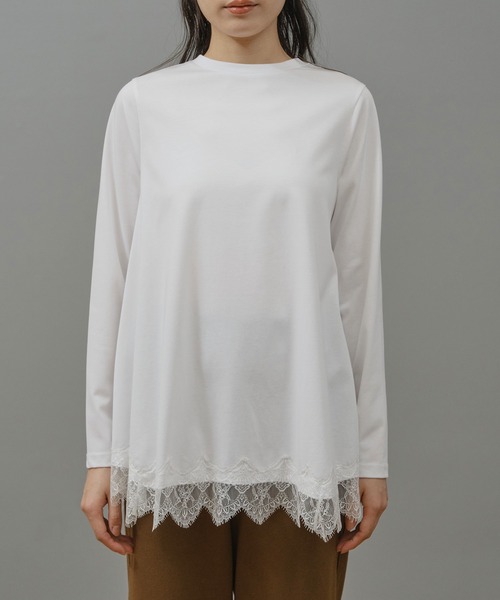 Nunc.(ヌンク)の「レースヘムロングTシャツ(Tシャツ/カットソー・レディース・オフホワイト/ブラック・FREE)」の15枚目の写真
