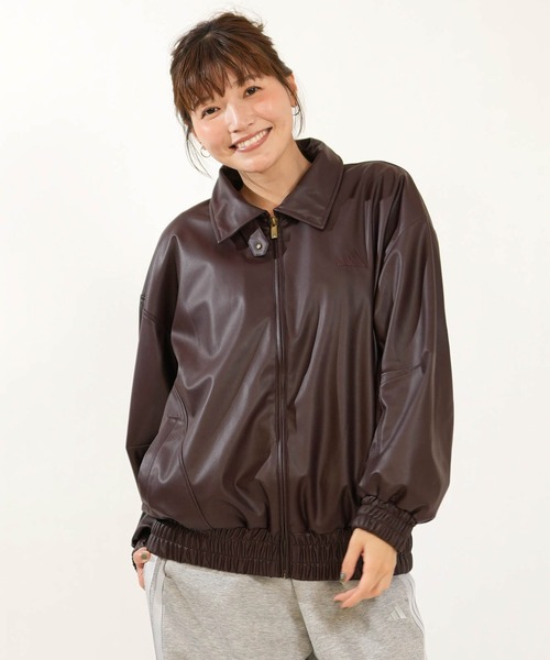 adidas(アディダス)の「adidas/アディダス アウター スタジアム フェイクレザー ルーズフィット ジャケット HI844(その他アウター・レディース・ダークブラウン/ブラック・L/S/XL/M)」の22枚目の写真