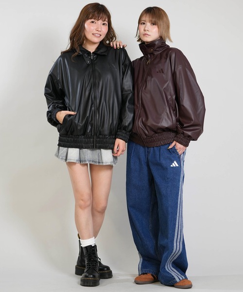 adidas(アディダス)の「adidas/アディダス アウター スタジアム フェイクレザー ルーズフィット ジャケット HI844(その他アウター・レディース・ダークブラウン/ブラック・L/S/XL/M)」の10枚目の写真