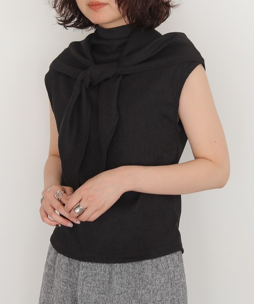 cheriella(シェリエラ)の「【cheriella】楊柳スカーフノースリーブブラウス CREPE SCARF SLEEVELESS BLOUSE(Tシャツ/カットソー・レディース・ブラック/ブラウン/アイボリー・FREE)」の12枚目の写真