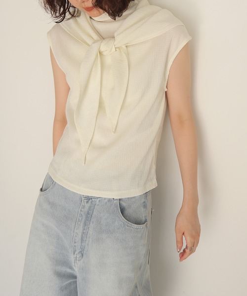 cheriella(シェリエラ)の「【cheriella】楊柳スカーフノースリーブブラウス CREPE SCARF SLEEVELESS BLOUSE(Tシャツ/カットソー・レディース・ブラック/ブラウン/アイボリー・FREE)」の20枚目の写真