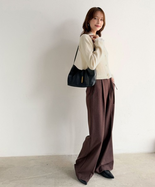 mily bilet(ミウィビレット)の「【mily bilet】秋コーデに、ひとさじの甘さを。取り外し可能フリル襟 2Wayフェイクレイヤードカーディガン(カーディガン/ボレロ・レディース・ネイビー/グレー/アイボリー・SMALL/MEDIUM/LARGE/X-LARGE)」の12枚目の写真