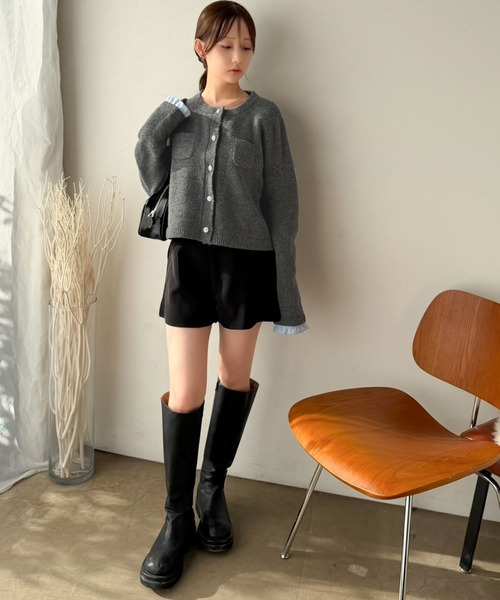 mily bilet(ミウィビレット)の「【mily bilet】秋コーデに、ひとさじの甘さを。取り外し可能フリル襟 2Wayフェイクレイヤードカーディガン(カーディガン/ボレロ・レディース・ネイビー/グレー/アイボリー・SMALL/MEDIUM/LARGE/X-LARGE)」の17枚目の写真