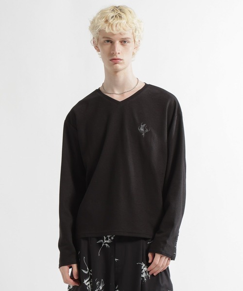 HARE（ハレ）の「【郷祥×HARE】VネックバックプリントカットLS(HARE)（Tシャツ/カットソー・メンズ・グレー/ブラック・FREE）」の8枚目の写真