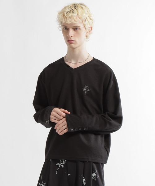 HARE（ハレ）の「【郷祥×HARE】VネックバックプリントカットLS(HARE)（Tシャツ/カットソー・メンズ・グレー/ブラック・FREE）」の7枚目の写真