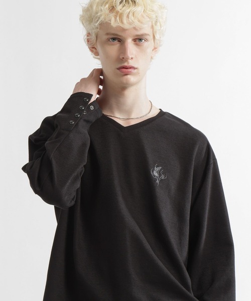 HARE（ハレ）の「【郷祥×HARE】VネックバックプリントカットLS(HARE)（Tシャツ/カットソー・メンズ・グレー/ブラック・FREE）」の5枚目の写真
