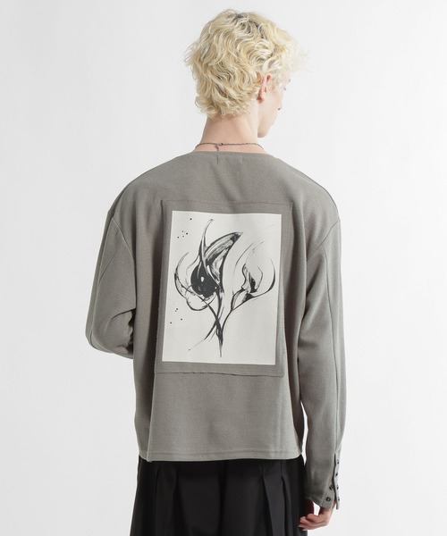 HARE（ハレ）の「【郷祥×HARE】VネックバックプリントカットLS(HARE)（Tシャツ/カットソー・メンズ・グレー/ブラック・FREE）」の3枚目の写真