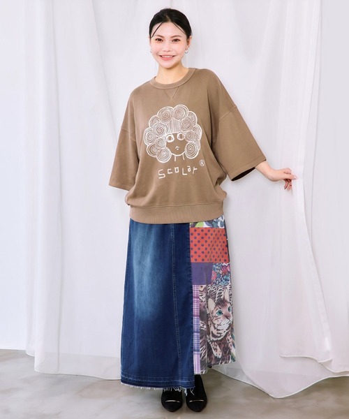 ScoLar(スカラー)の「ScoLar(スカラー) スカラーちゃん ピグメント染めプルオーバー(Tシャツ/カットソー・レディース・ネイビー/チャコールグレー/ブラウン・MEDIUM)」の4枚目の写真