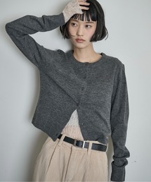 ロゴ刺繍コンパクトニットカーデ